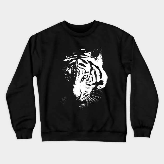 White Tiger Crewneck Sweatshirt by GrizzlyVisionStudio